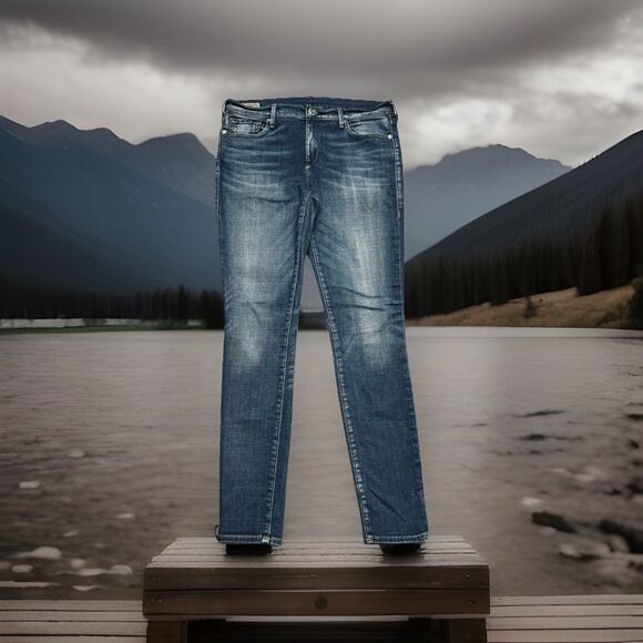 True Religion Halle Mid Rise Super Skinny Jeans 29 (31x30) Blue Stretch Womens - Picture 1 of 10